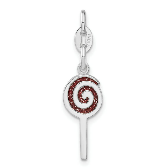 Sterling Silver Girls .8mm Box Chain 3D Lollipop Round Packaged Sucker Pendant Necklace 